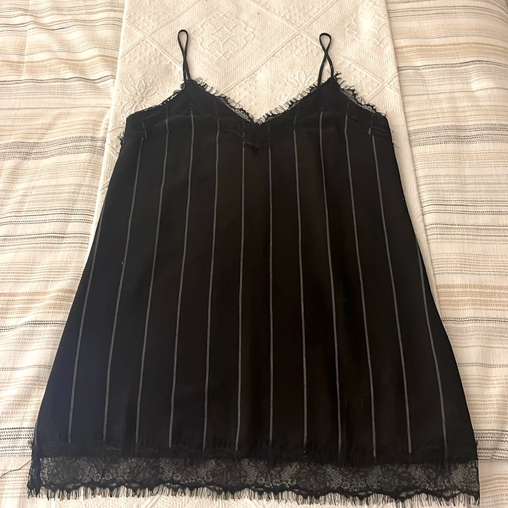 Black and pin stripe white slip dress